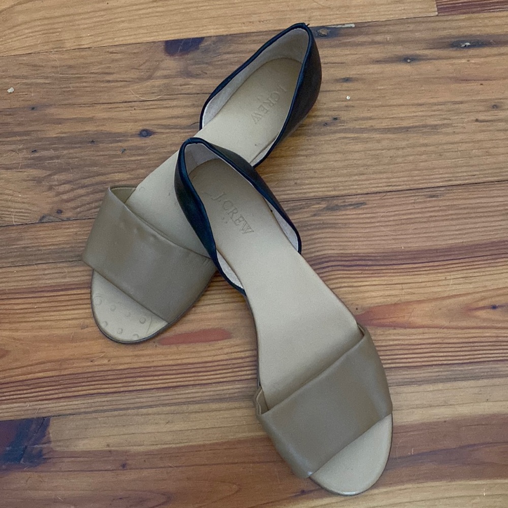 Tan and black flats by J Crew, size 10, new without tags